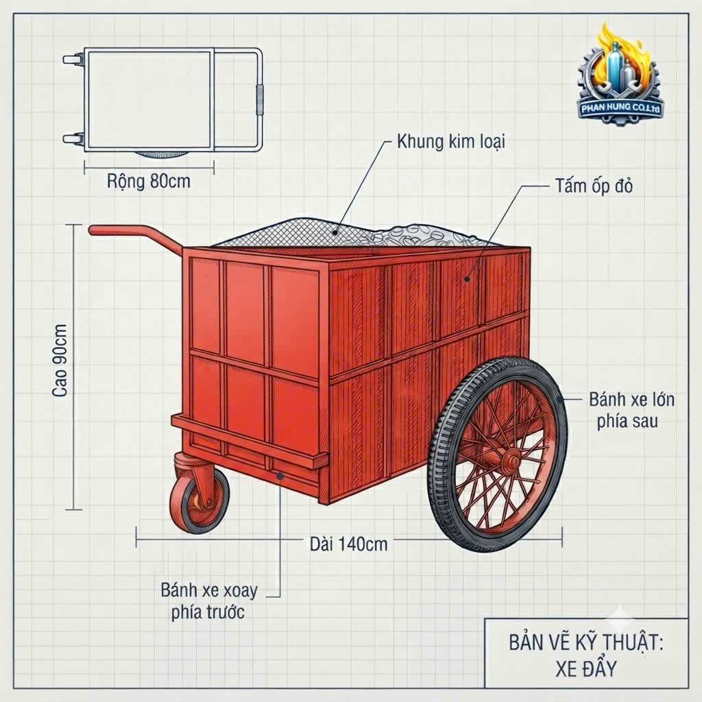 Cấu Tạo Xe Kéo SGXK-02 Nâng Phan Hưng
