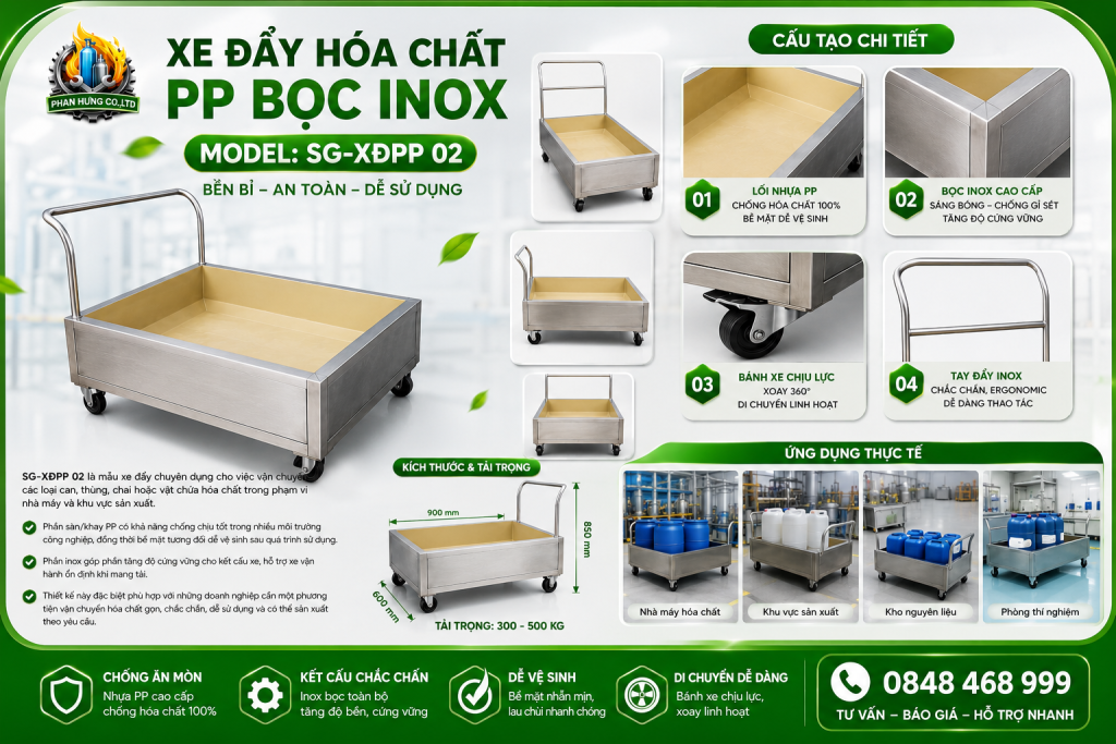 Cấu Tao Xe Đẩy Bọc Inox SG-XĐPP-02