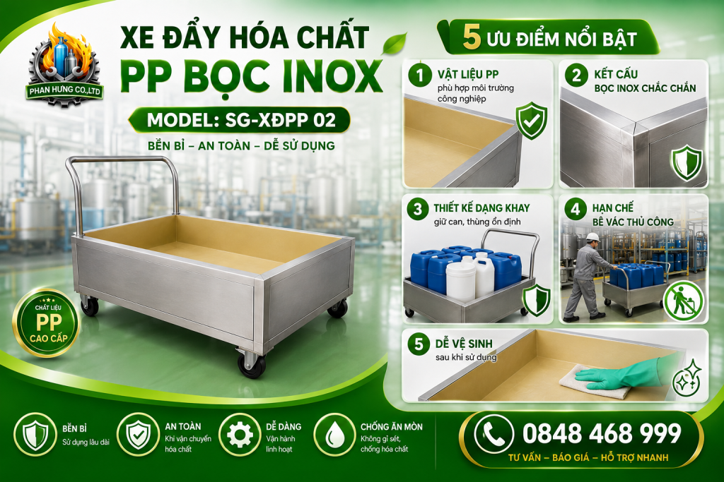 Ưu Điểm Xe Đẩy PP Bọc Inox SG-XĐPP-02